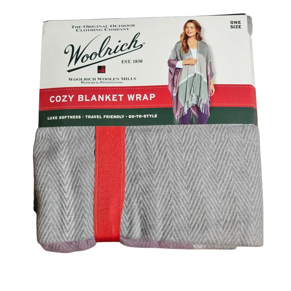 Woolrich Cozy Blanket Wrap Fringed Reagan Shawl Luxe Travel Womens One Size‎ NWT